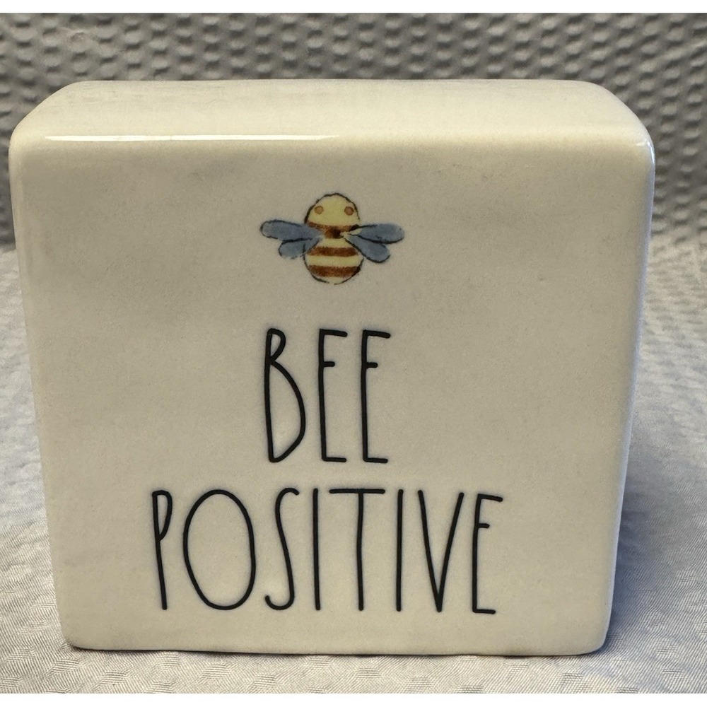 Rae Dunn‎ Desk block/shelf Sign Bee Positive Inspiration 4x4x2 New